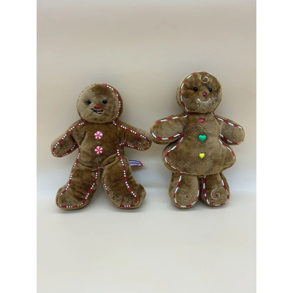 Douglas Gingerbread Man Woman Plush Lot 2 Christmas Holiday Stuffed Toys